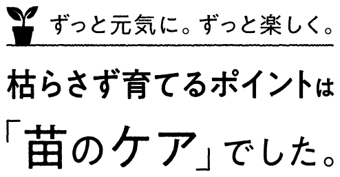 ずっと元気に。ずっと楽しく。枯らさず育てるポイントは苗のケアでした。